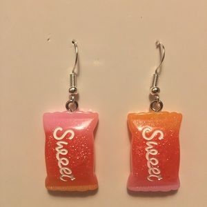 Candy bag earrings.